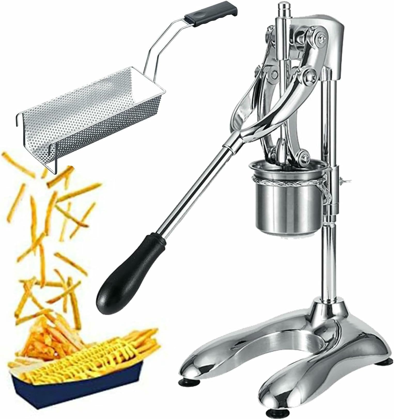 AYCDL French Fries Maker, Manual Potato Press, Stainless Steel Squeezer with 12 Holes for Restaurant Use