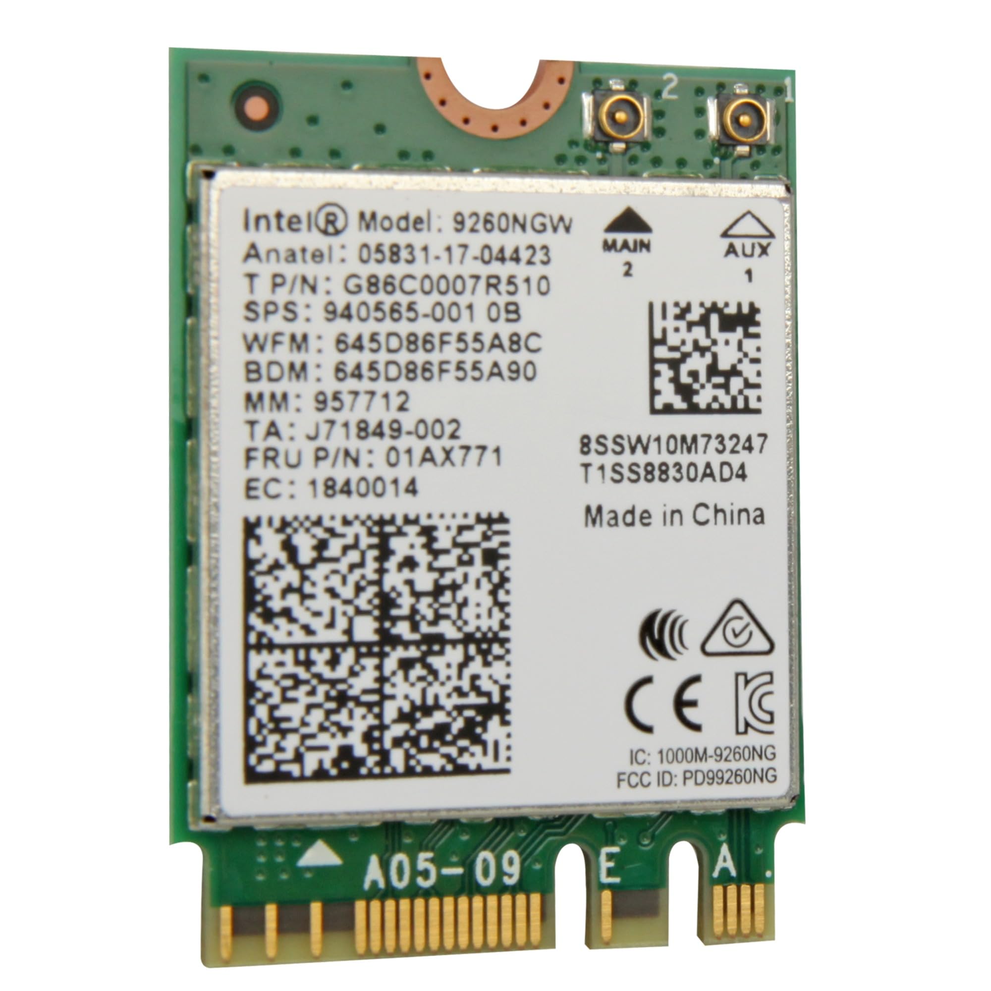 Intel 9260.NGWG Carte réseau Interne WLAN 1730 Mbit/s