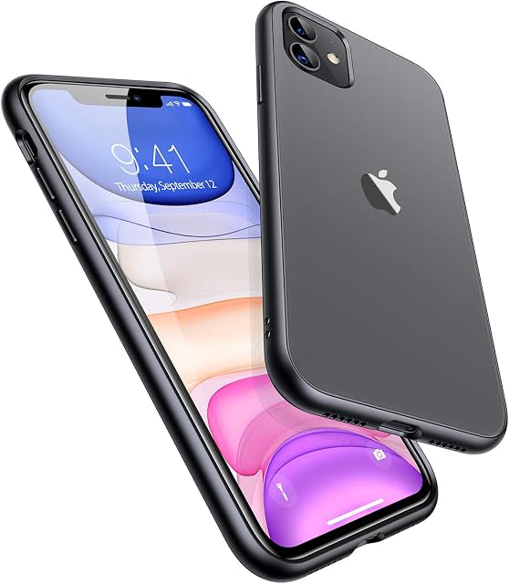 Amazon Brand - Eono Frosted Clear iPhone 11 Case Military Grade Drop Protective Anti-Fingerprint Soft TPU Cover Shockproof Silicone Phone Case for iPhone 11 2019 6.1 inch, Gun Matt