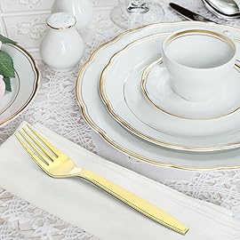 Dealusy 360 Count Extra Heavy Duty Gold Plastic Forks Disposable, BPA-Free, Heat Resistant, Solid and Durable Disposable Forks Bulk, Premium Plastic Forks heavy duty for Party Supply