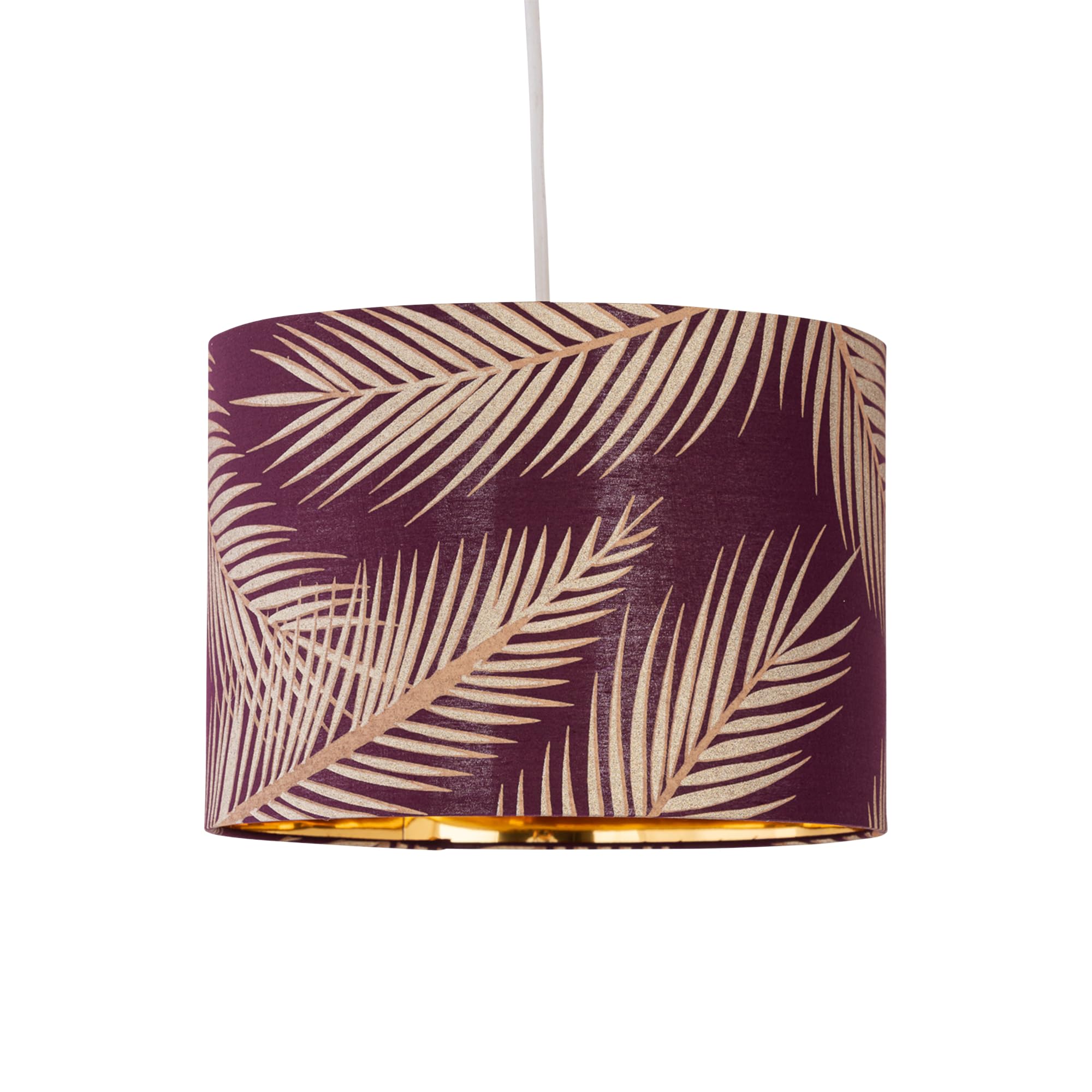Firstchoicelighting Burgundy Tropica - Gold Embossed Leaf Detail 25Cm Pendant Lamp Shade