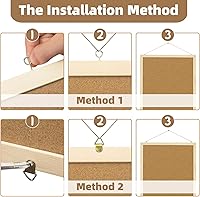 Vista 4 de 2 Piezas Tablero de Corcho, Tablero de Anuncios de 17.7''x13.3'', Tableros de Corcho con Marco de Madera para Pared, Tablero de Corcho Pequeño