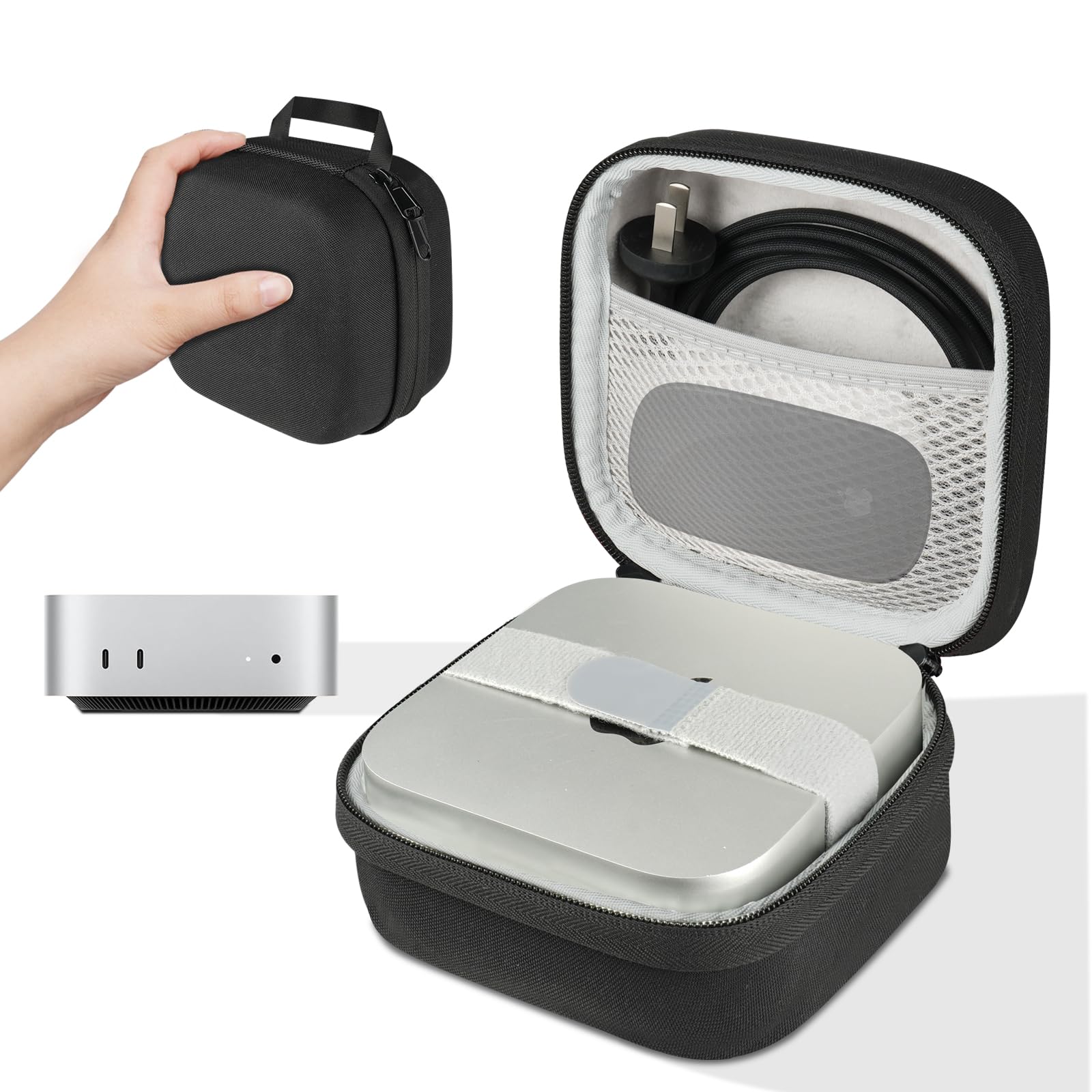 SARLAR Hard Carrying Case Compatible with Apple 2024 Mac mini M4 M4 Pro Accessories Portable Protection with Soft