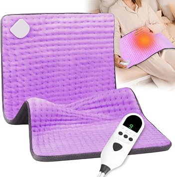 Heating Pad for Back, 17"33" Large Heating Pad for Period Cramps/Neck/Shoulder/Body Pain Relief, Electric Moist Heat Pad with 9 Heat & 4 Auto-Off, Birthday Gifts for Women Men Seniors Mom Dad,Purple
