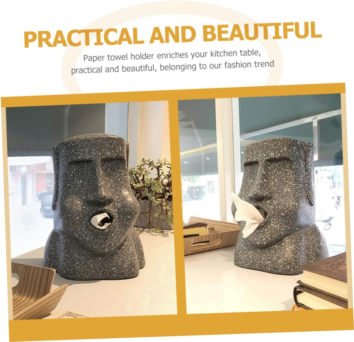 Funny Moai Tissue Box Material Napkin Holder Decorative Box for Living Room