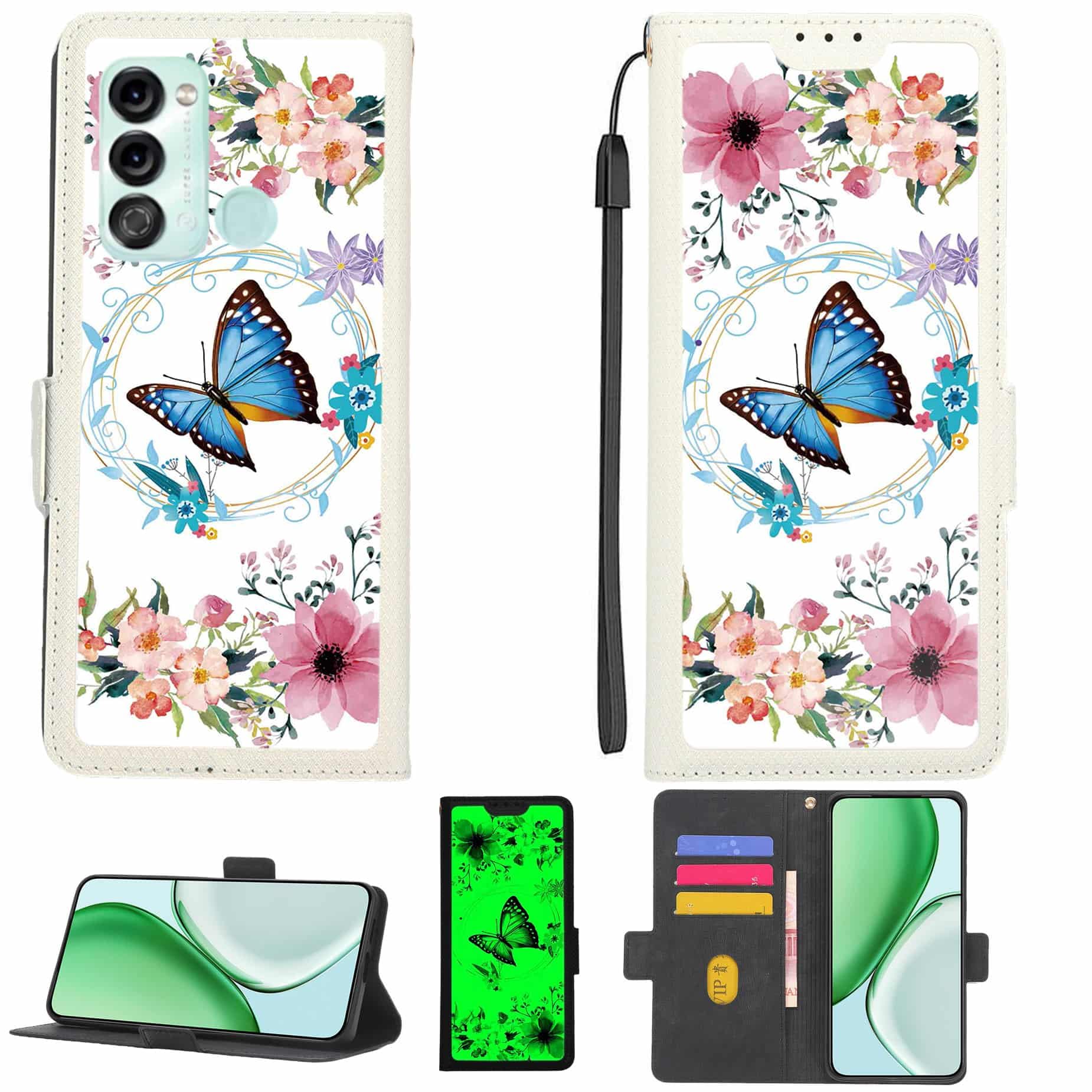 Case Compatible for Itel Vision3 Phone Case Flip Cover [with Tempered Glass Screen Protector][RFID Blocking][Luminous Effect] LPT-LHD