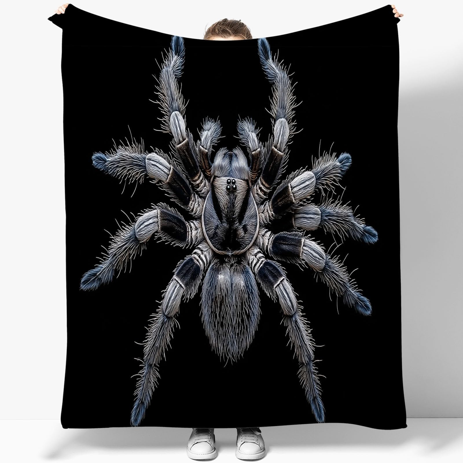 Koc polarowy Owad Pająk Wilk Drukowany Rozmyty koc na sofę Sherpa Koc Czarny Koc flanelowy Dekoracja pokoju Pluszowy koc dziecięcy 180 x 200 cm