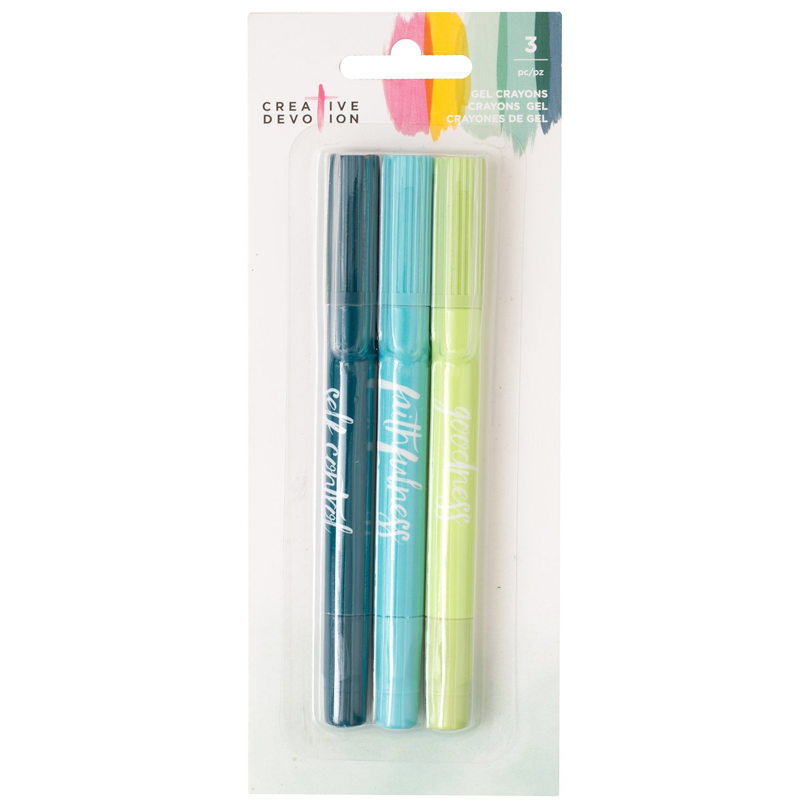 American Crafts3 Piece Gel Crayon Set 1 Creative Devotion, Multicolor