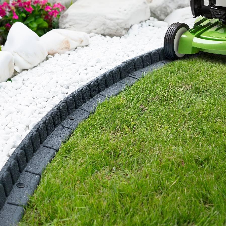 Garden Edging 1.20m - Flexible Lawn Mower Friendly Garden Border - Grey - 4 x 1.20m Lengths