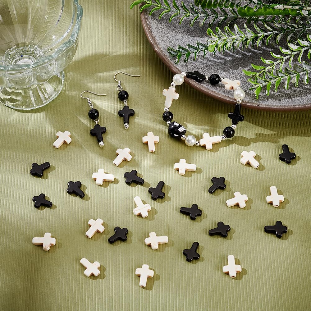 100 Perline A Croce Turchese Sintetico NBEADS Per Gioielli Fai Da Te - Beige 15x20mm - 3