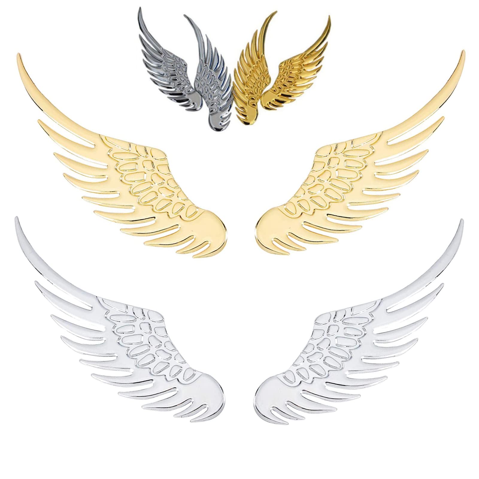 [1+1Pack]3D Metal Car Stickers,Car Motorcycle Emblem Badge,Car Styling Emblem (Angel Wing)