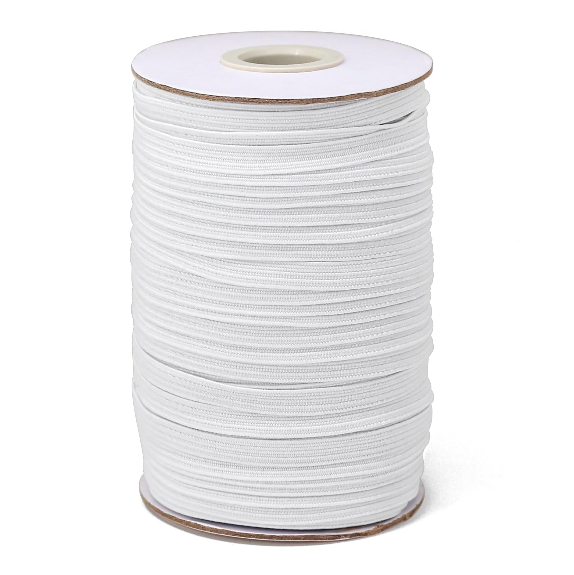 FQTANJU 6mm White Elastic Band Roll (55 Yards) - 1/4 Inch Flat Braided Elastic Cord for Waistbands, Sewing, Pants, Clothing & DIY Crafting