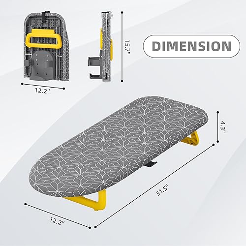 Miniatura 2 de Tabla de planchar pequeña, tabla de planchar plegable, tabla de planchar pequeña, compacta, portátil, con soporte de hierro y cuerda para colgar,