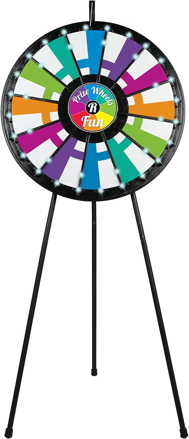 Prize Wheel Spinning Wheel for Prizes – 12-24 Slot Floor Stand Spin The Wheel Game with LED Lights for Trade Shows – Sturdy ABS Plastic and Collapsible Steel Frame