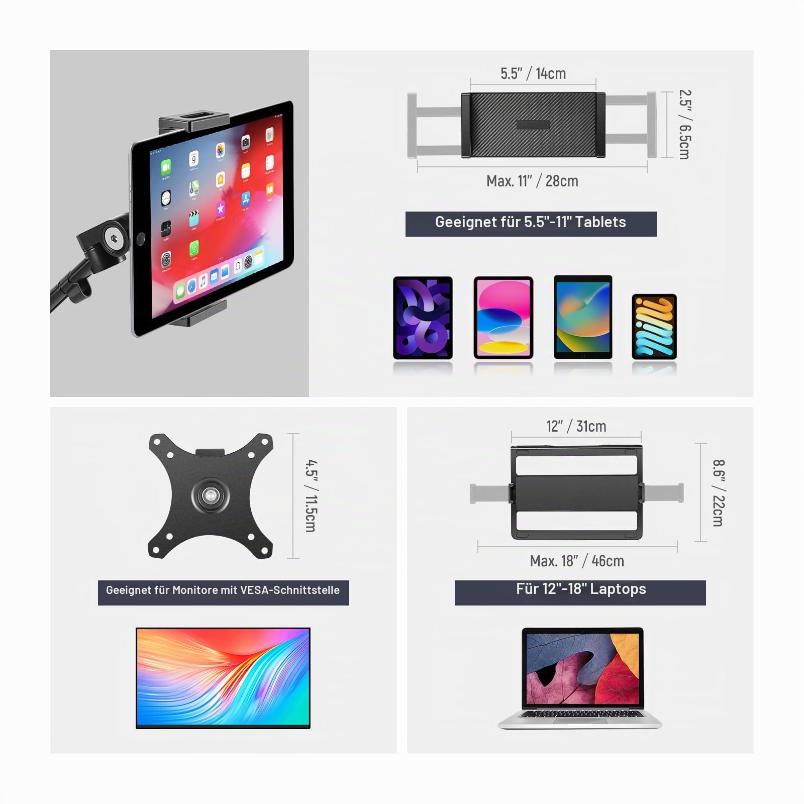 NEEWER Überkopf Kamerastativ Tischhalterung Rig mit 4 Boom Arm für Fotografie Video Licht Ring Licht Telefonhalterung Webcam Mic Compact DSLR für Live Streaming Broadcast Online Lehr Konferenz, DS007