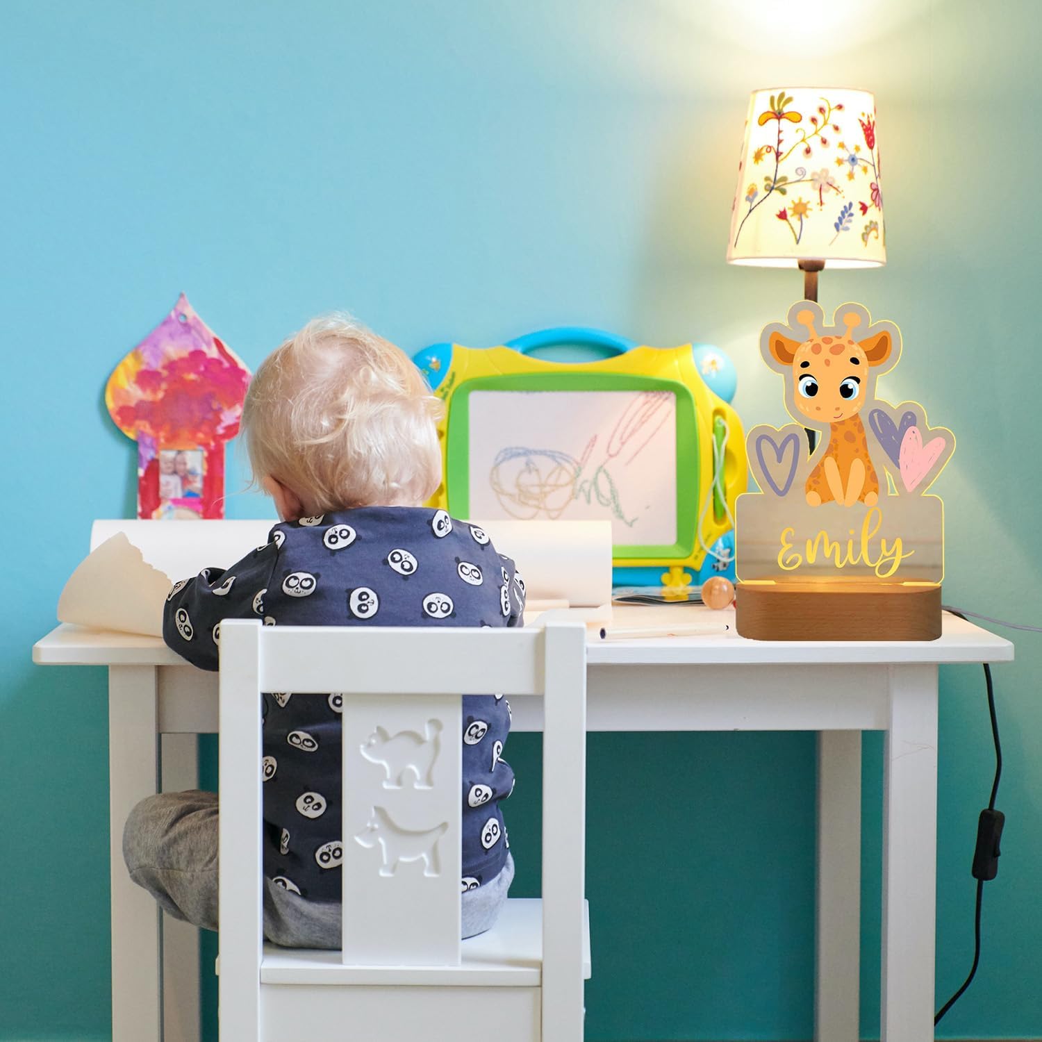 Personalized Night Light for Kids Custom Name Animal Led Giraffe Baby Lamp for Nursery Decor Kid's Bedroom Birthday Christmas Gifts for Boys Girls(09 Cartoon Giraffe)