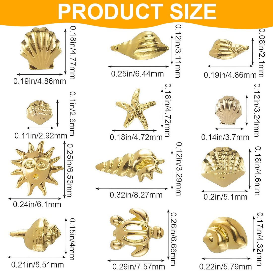Tomedeks 2 Set Nail charms, Gold nail charms, Nail gems for nail art Nail decorations for nail art 3D Ocean Nail Studs Star Starfish - Image 2