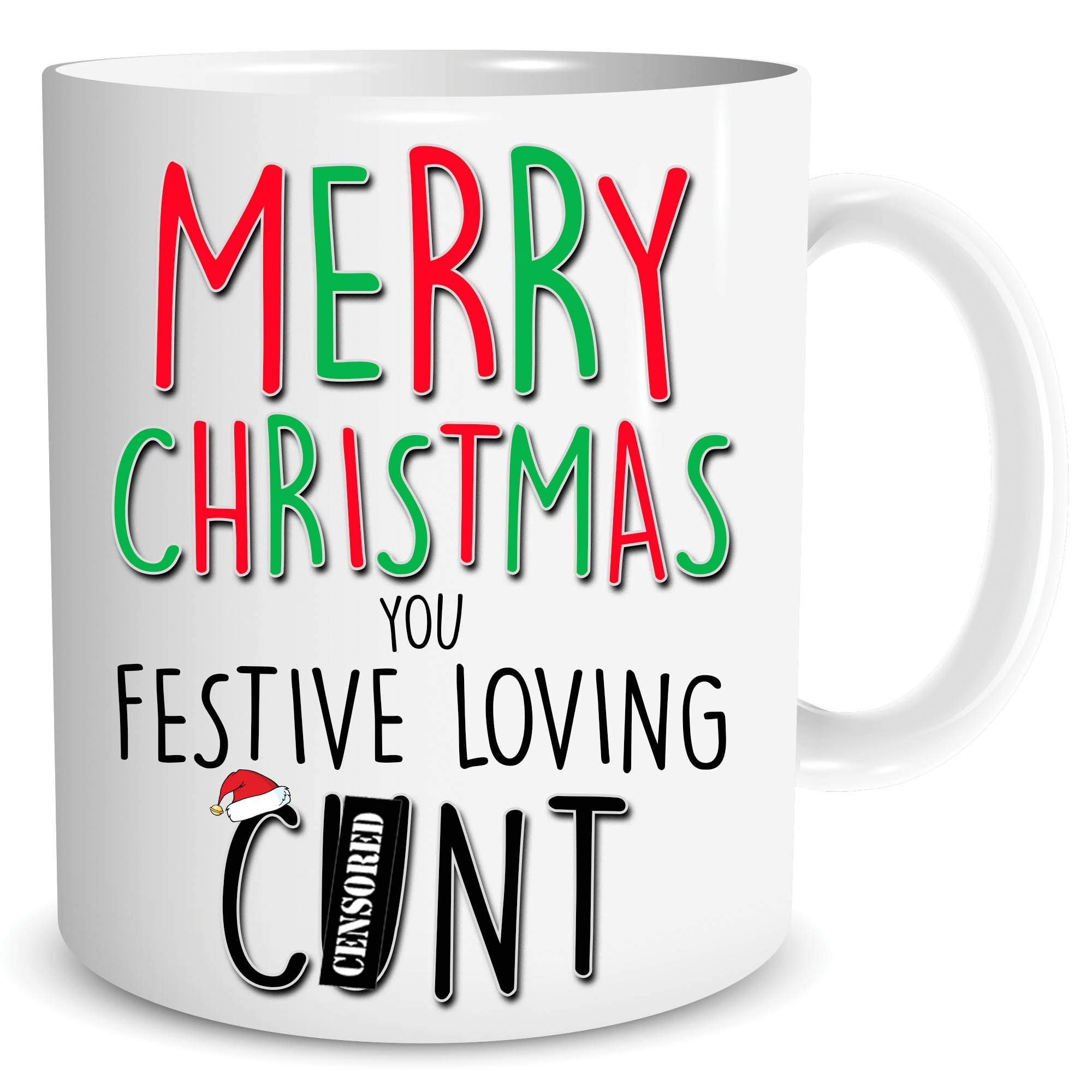 Peachy Antics White Christmas Mug Festive Loving C*Nt Rude Present Secret Santa Idea Present Joke Xmas Office Banter Christmas Mug For Husband Boyfriend Bestie Novelty Humour Wsdmug1730