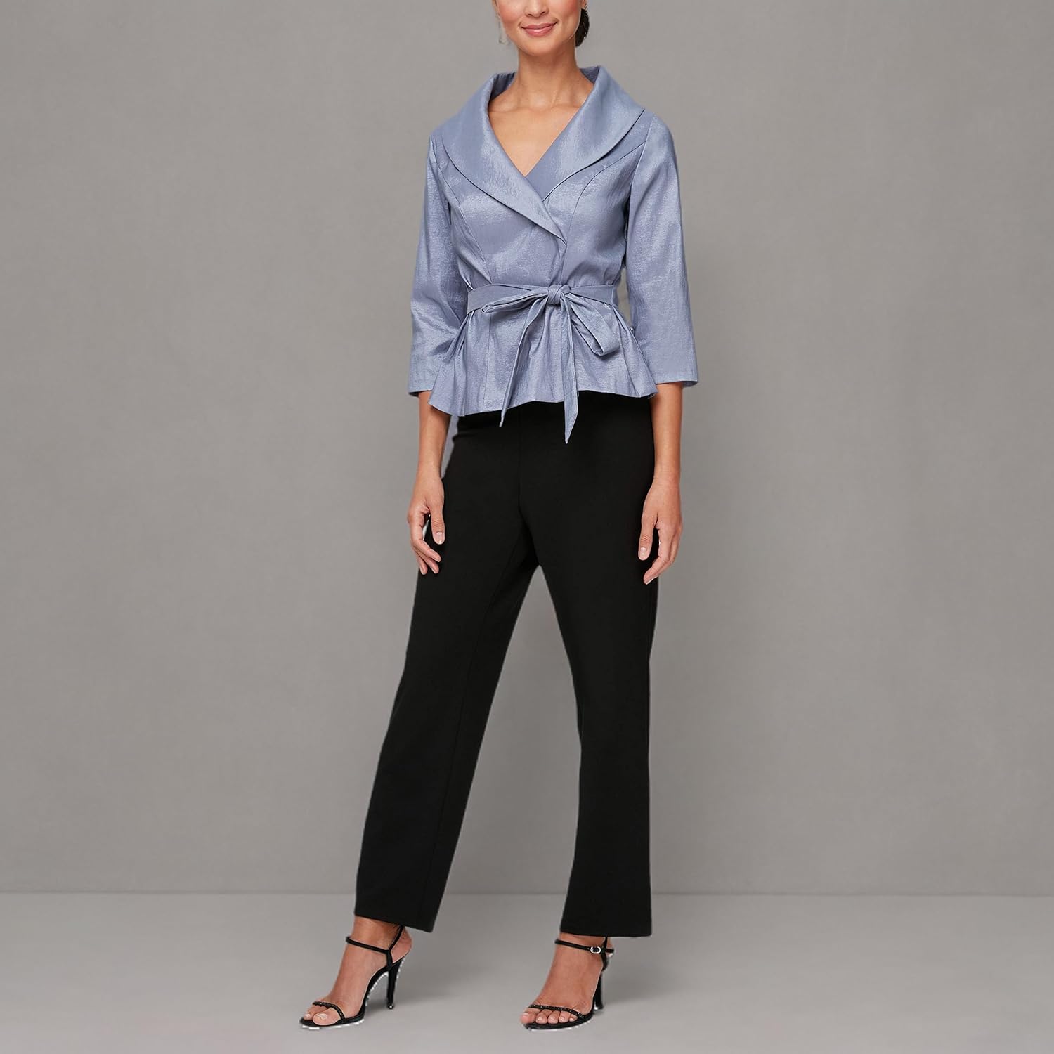 Alex Evenings Womens Stretch Taffeta 3/4 Sleeve Formal Blouse, Special Occasion Dress Shirt - Image 3