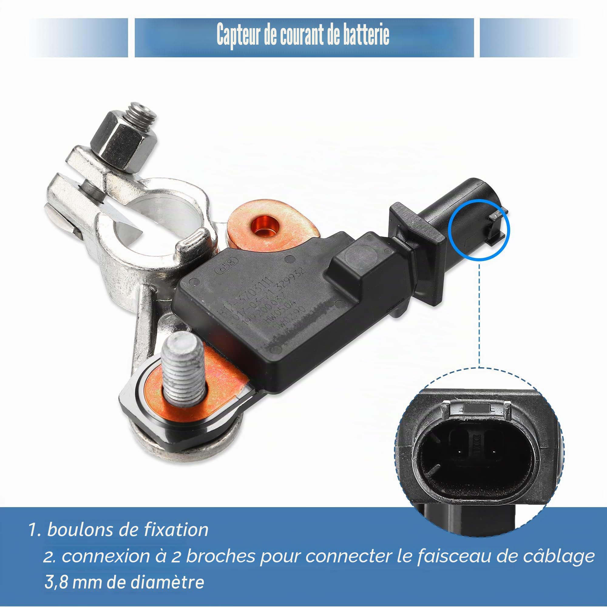 X AUTOHAUX Capteur De Courant De Batterie Pour Honda CR-V 2.4L 12-16 | Matériau: Plastique, Métal, OE: 38920-TR0-A02, Pour Honda Civic 12-15, Pour Dodge Journey 11-20, Pour Jeep Wrangler 11-17