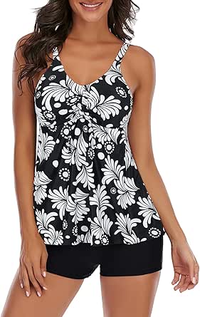 Beachsissi Conjunto De Tankini Con Cuello En V Y Control De