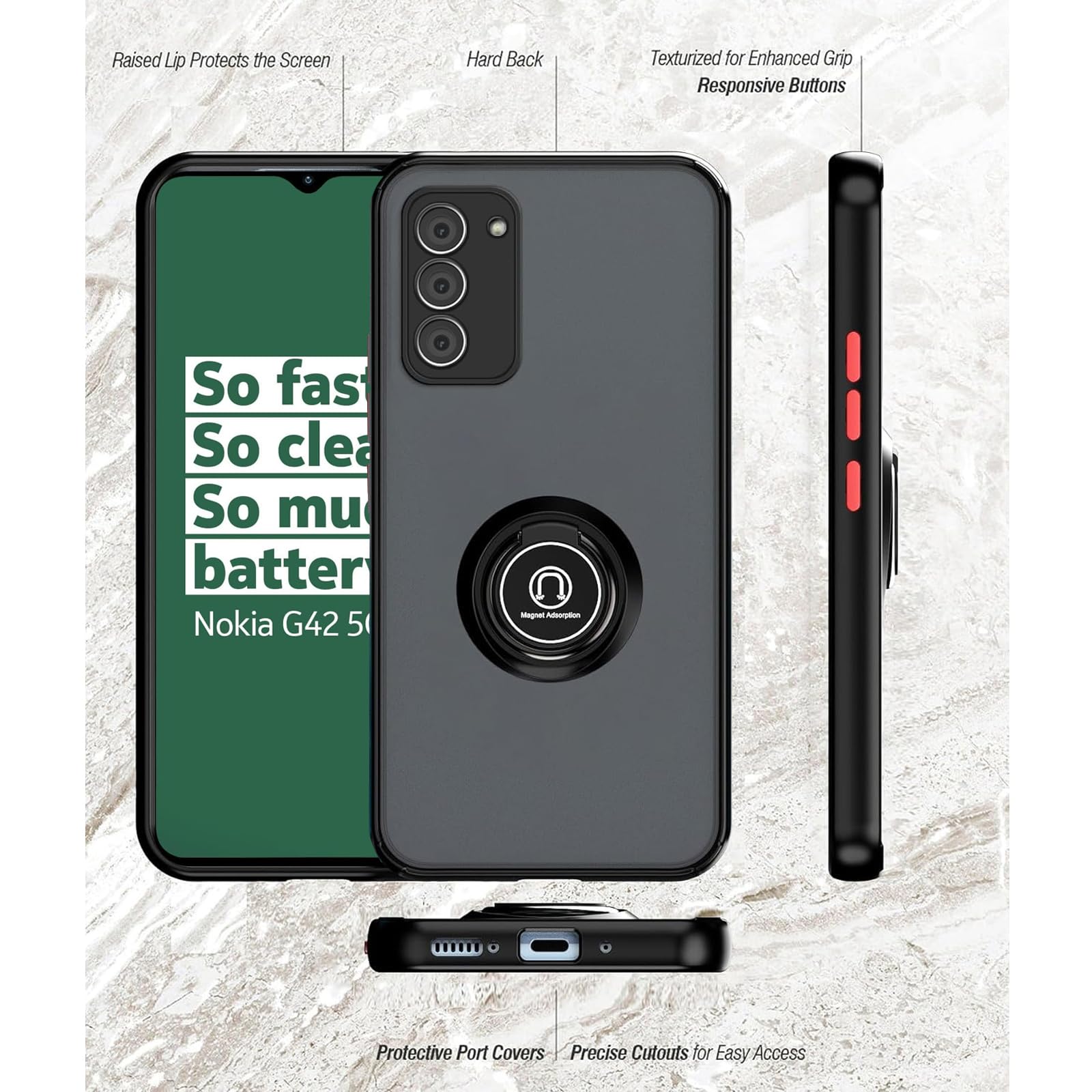 Custodia Con Anello E Pellicola Per Nokia G42, C12, C22 - Foto 9