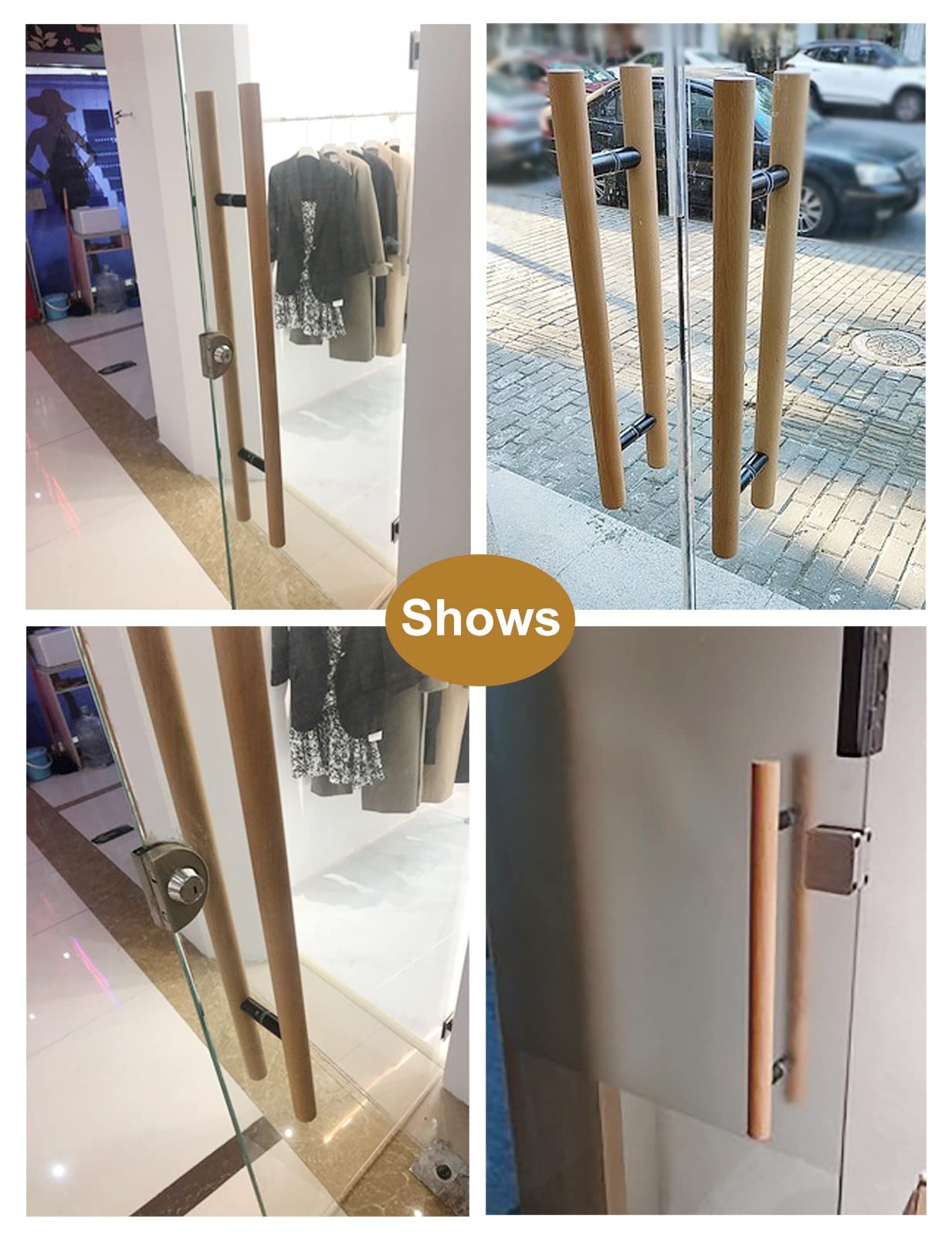 Uchwyt do drzwi przesuwnych Klamka do stodoły Drewniana, naturalna klamka do drzwi Push Wewnętrzna zewnętrzna Wytrzymała szklana metalowa klamka do drzwi garażowych (Styl 1 80 cm / 32 cale) (Styl 1