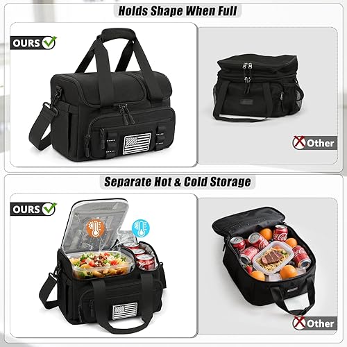 Miniatura 3 de ETRONIK Tactical Lunch Bag for Men, 15L Insulated Lunch Box with Hot/Cold Compartments, Men's Lunch Box Fits 3 Meals + Snacks, Adult Lunch 8H Cooler