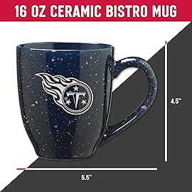 Rico Industries NFL Football Tennessee Titans Primary 16 oz Team Color Laser Engraved Ceramic Coffee Mug