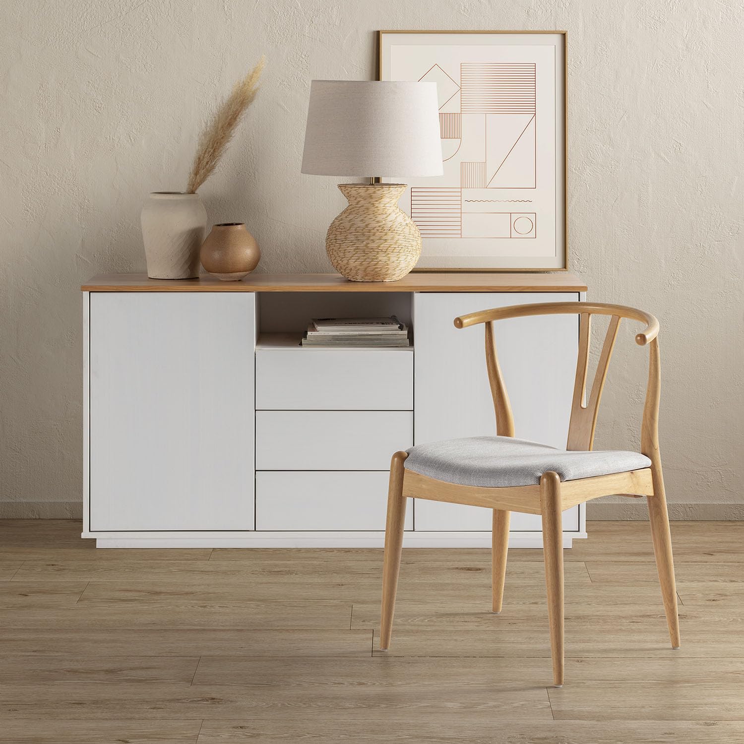 VS Venta-stock Pack 2 sillas Rustic Color Roble, Madera Maciza, 55 cm (Largo) 54,5 cm (Profundo) 76 cm (Alto)