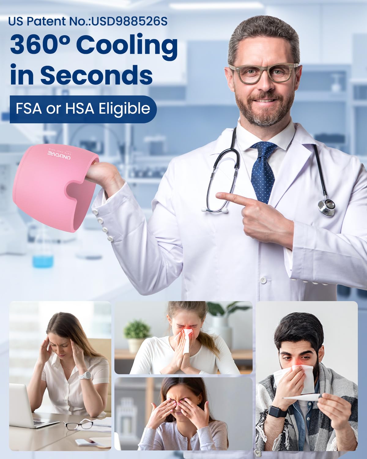 ONLYCARE Migraine Relief Cap for Women, Headache Relief Cap Ice Pack Mask — Amazon image 2