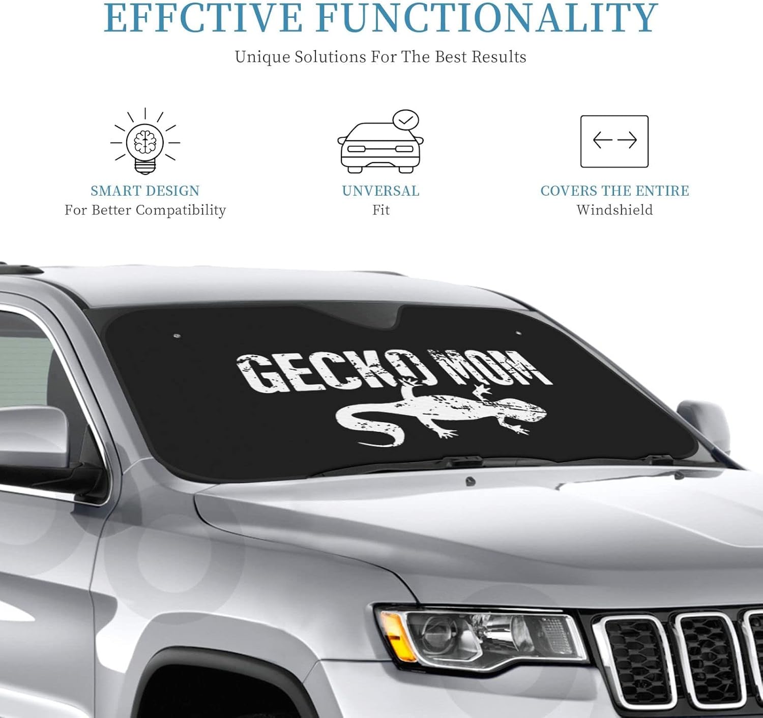 Gecko Mom Windshield Sun Shade Keep Your Vehicle Cool, for SUV Cars Trucks Universal Sun Shade