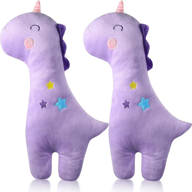Lenwen 2 Pcs Seat Belt Pillow Cushion for Kids, Soft Travel Pillow Shoulder Neck Support Car Seatbelt Cover for Toddler Boys Girls Sleep Airplane Pad(Unicorn,Purple)