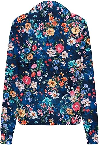 Miniatura 4 de Sudaderas con estampado floral para mujer, sudadera casual de entrenamiento, sudadera de gran tamaño con cremallera de 14, sudadera vintage con