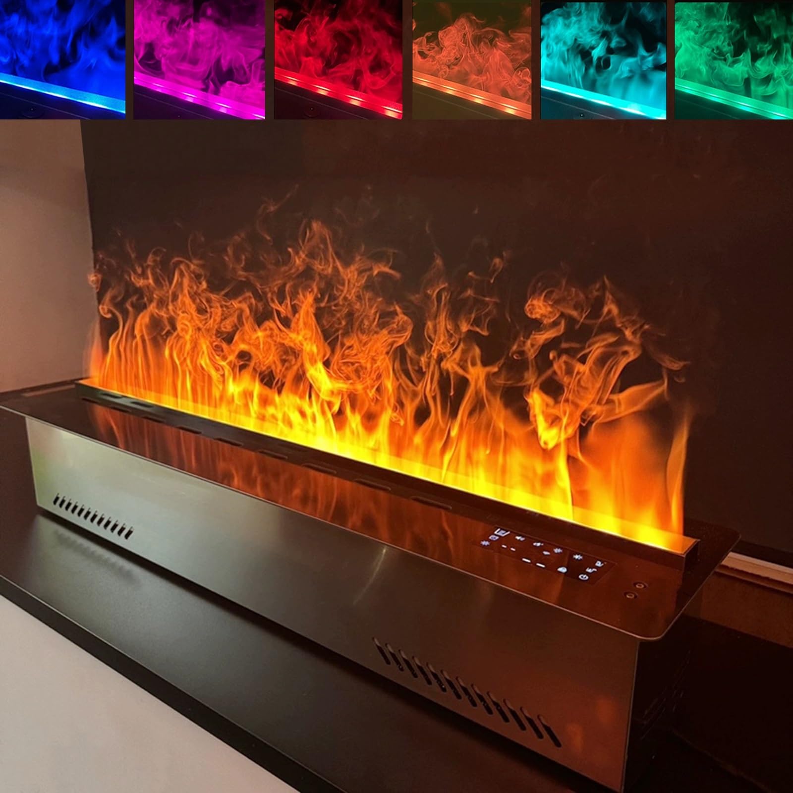 Amazon.co.jp: 3D 水蒸気暖炉 7色の炎 5段階の明るさが調整可能 霧化