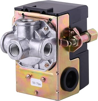 Air Compressor Pressure Switch 175 PSI 4 Port 135-175 PSI Heavy Duty 1/4 NPT Air Pump 135 PSI Pressure Switch Pumptrol Air Pressure Switch for Air Compressor
