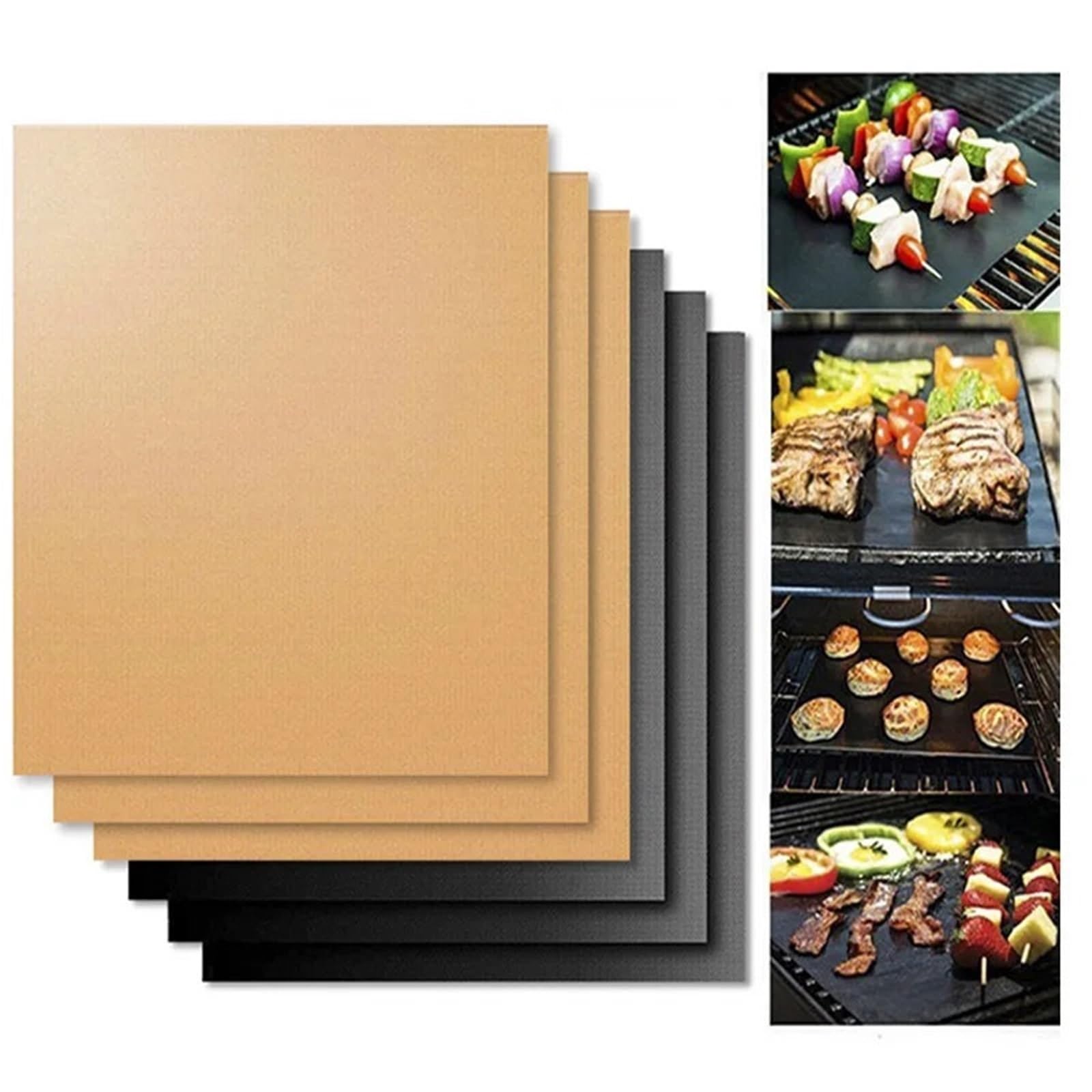 Ofenmatte 5 Stück Antihaft-Grilleinlagen Ofengrill Hitzebeständige Grillmatte Backen im Freien Wiederverwendbare Grillpartymatte 40 x 33 cm Platteneinlage(Coffee)