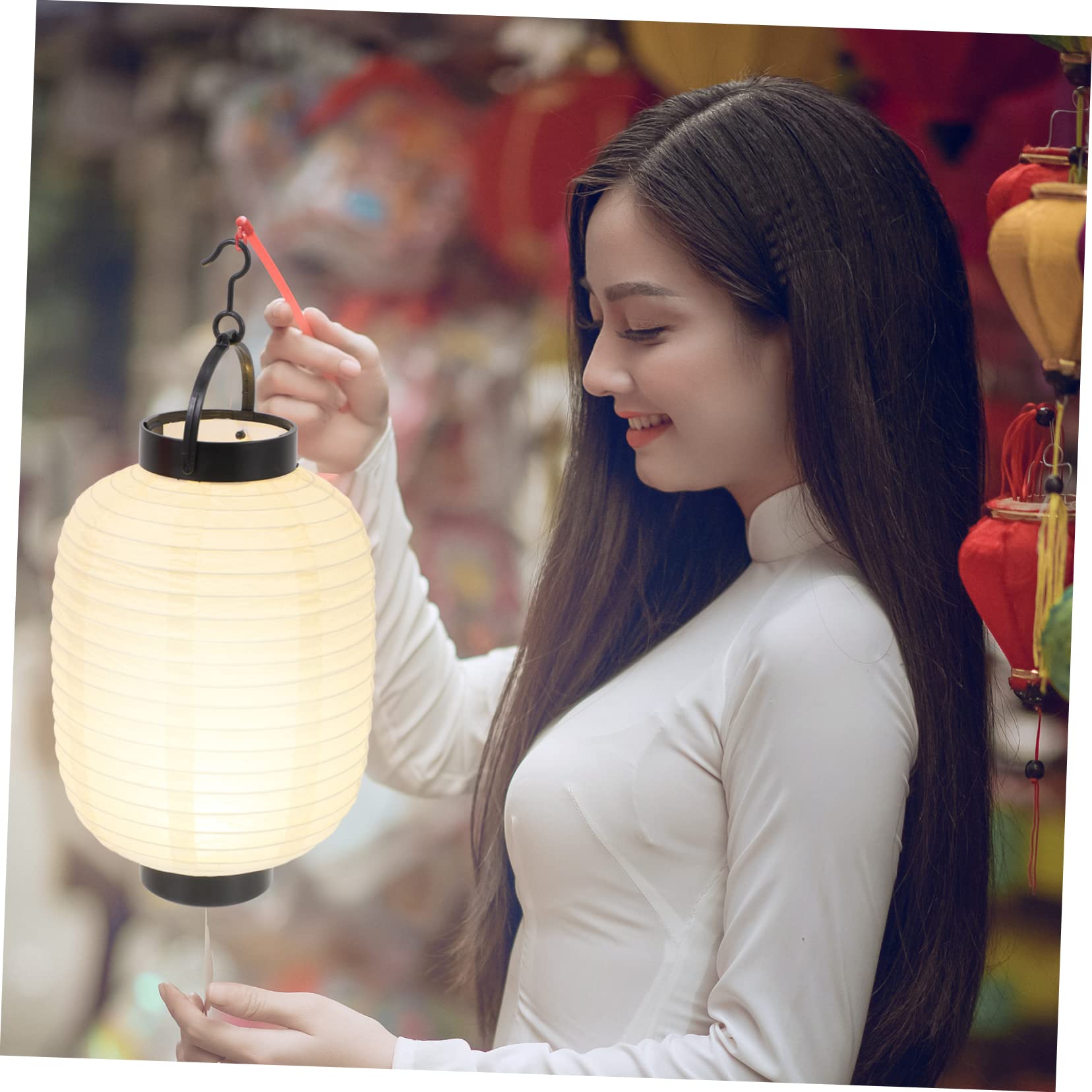 SOESFOUFU 1pc Japanese Folding Lantern with Light Design Height for Festivals Party Decoration Home and Restaurant Decor Beige Color DIY Friendly
