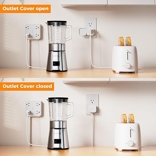 Vista 42 de TESSAN - Regleta protectora contra sobretensiones, enchufe plano, cable extensión ultradelgado 5 ft, 3 puertos USB (1 USB C), 4 tomas corriente