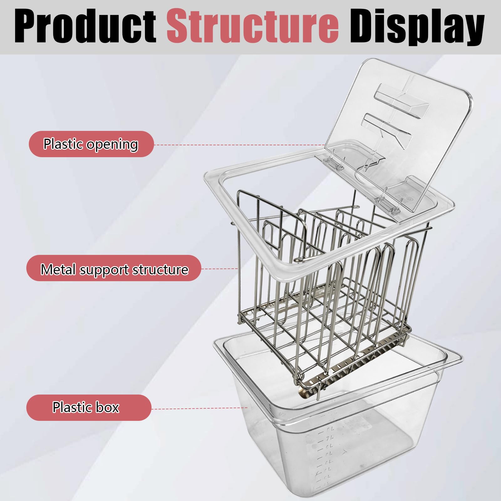 Sous Vide Behälter, 11L Upgrade mit Klappdeckel und Edelstahl-Rack 32,5×26,5×20 cm für Meisten Sous Vide Garer Multifunktionaler Transparenter Behälter Geeignet zum Kochen von Fisch und Fleisch