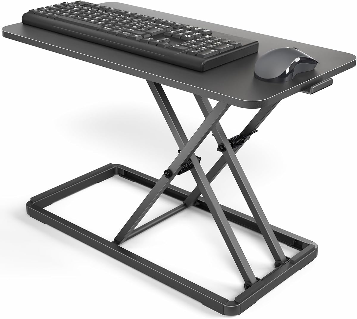 Single Top 24 inch Scissors Lift Keyboard and Mouse Riser, Height Adjustable Laptop Desk, For Ergonomic Sit Stand Workstations, Black, DESK-V024A