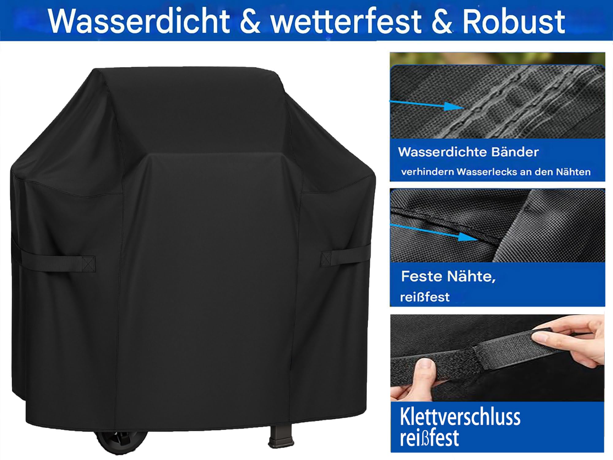 Grillabdeckung für Enders Monroe Pro 4 SIK Turbo/Monroe Pro 3 SIK Turbo(ab 2020) Kansas 3 + 4 Brenner Boston 4 IK mit Kocher, 600D Oxford Wasserdicht Gasgrill Abdeckplane 168L x 66B x 116H cm