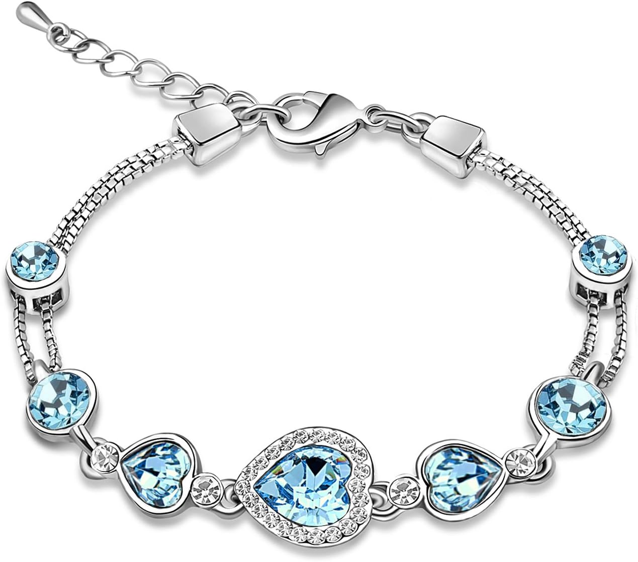 Women Love Heart Shaped Tennis Link Bracelet Swaroski Elements Crystal