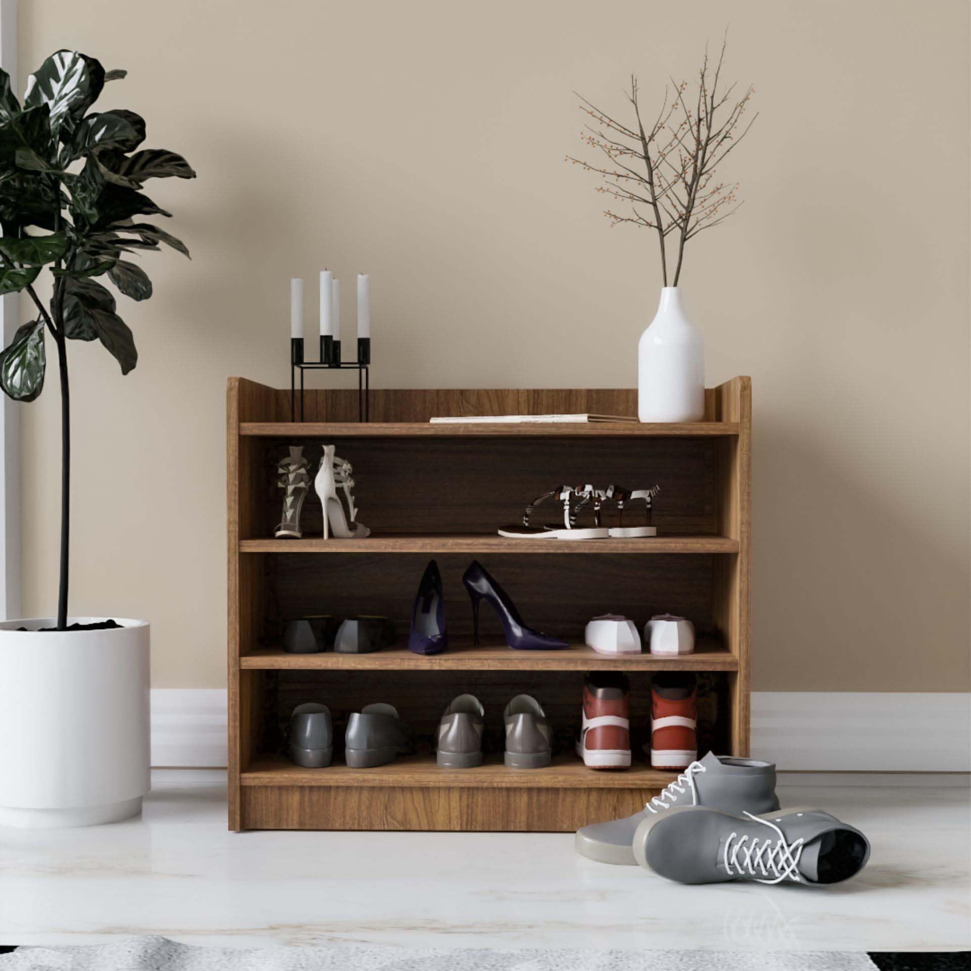 neuspace Hex Shoe Rack 4-Tier Wooden Shoe Storage Rack, 68 x 31 x 60 cm, Leon Teak-image-27