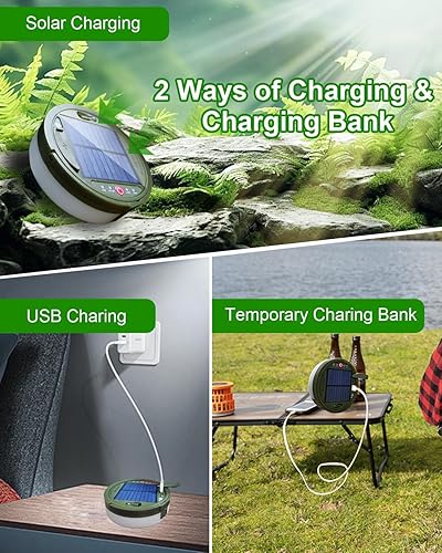 Miniatura 3 de Guirnalda de luces de campamento, tiras de hadas de Halloween de 39 pies, linterna portátil recargable solar y USB con control remoto y 5 modos de