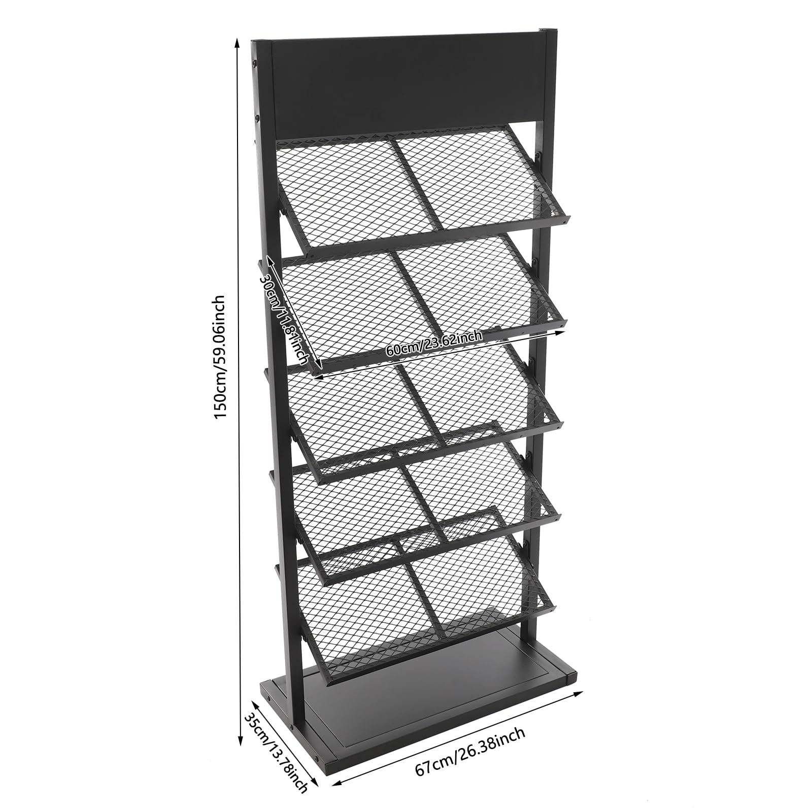 RoiVaaMLT 5-tier Ceramic Sample Display Rack, Floor Porcelain Display Stand Rack (Black)