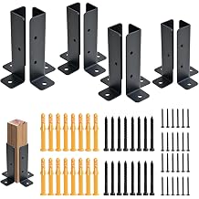 Adjustable Deck Post Anchor Base Brackets, Fits 1.5x1.5, 2x2, 2x4, 4x4 Posts, Wooden Fence Pergola Post Base Brackets Set for Decking 8 Pack