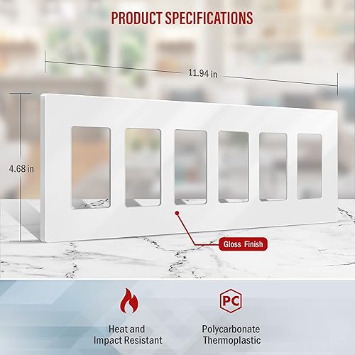 Miniatura 127 de ENERLITES SI8834-BK - Placa de pared decorativa sin tornillos, cubierta de enchufe segura, 4 entradas, 4.68 x 8.30 pulgadas (alto x largo), Negro