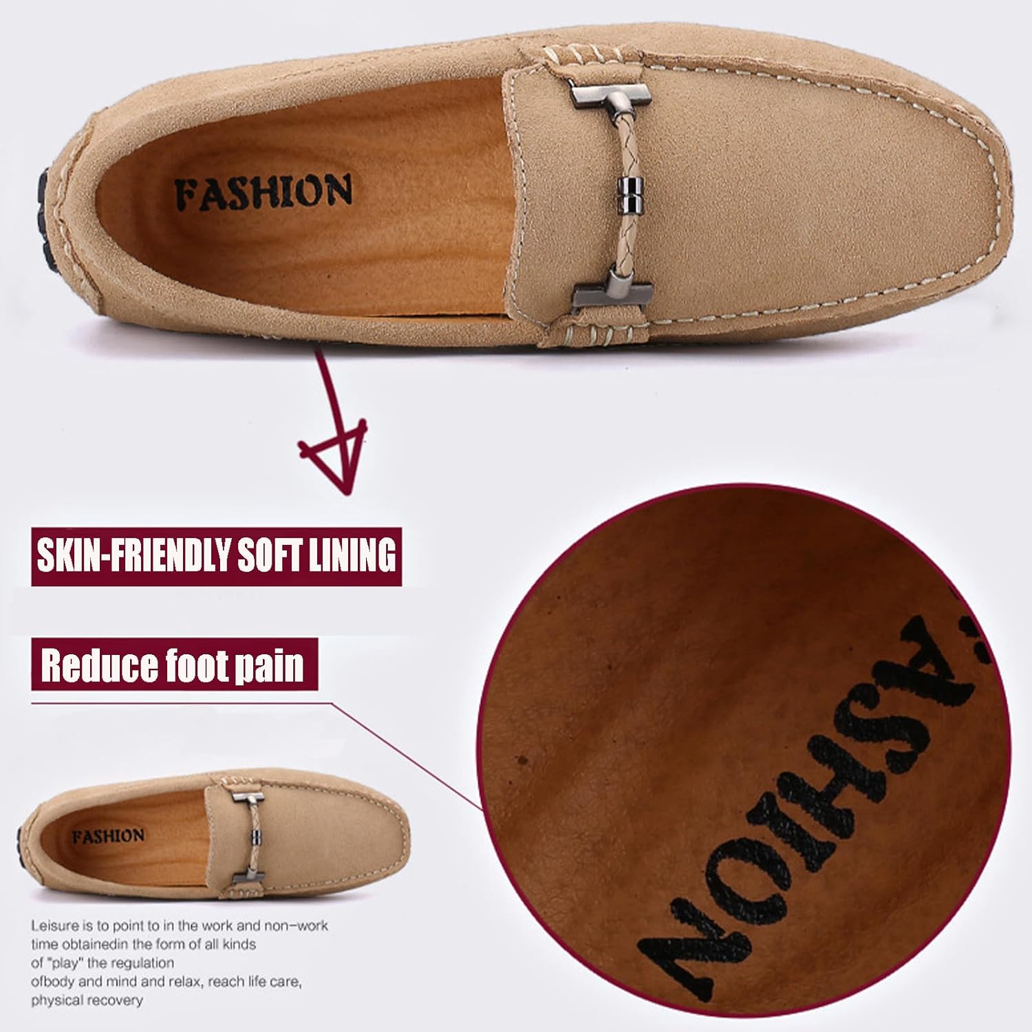 Men's Handmade Suede Dress Penny Loafers Fashion Square Toe Moccasin Slip On Driving Boat Shoes Daily Lightweight Non-Slip Flat Casual Shoes Large Size 6-15 - Image 5