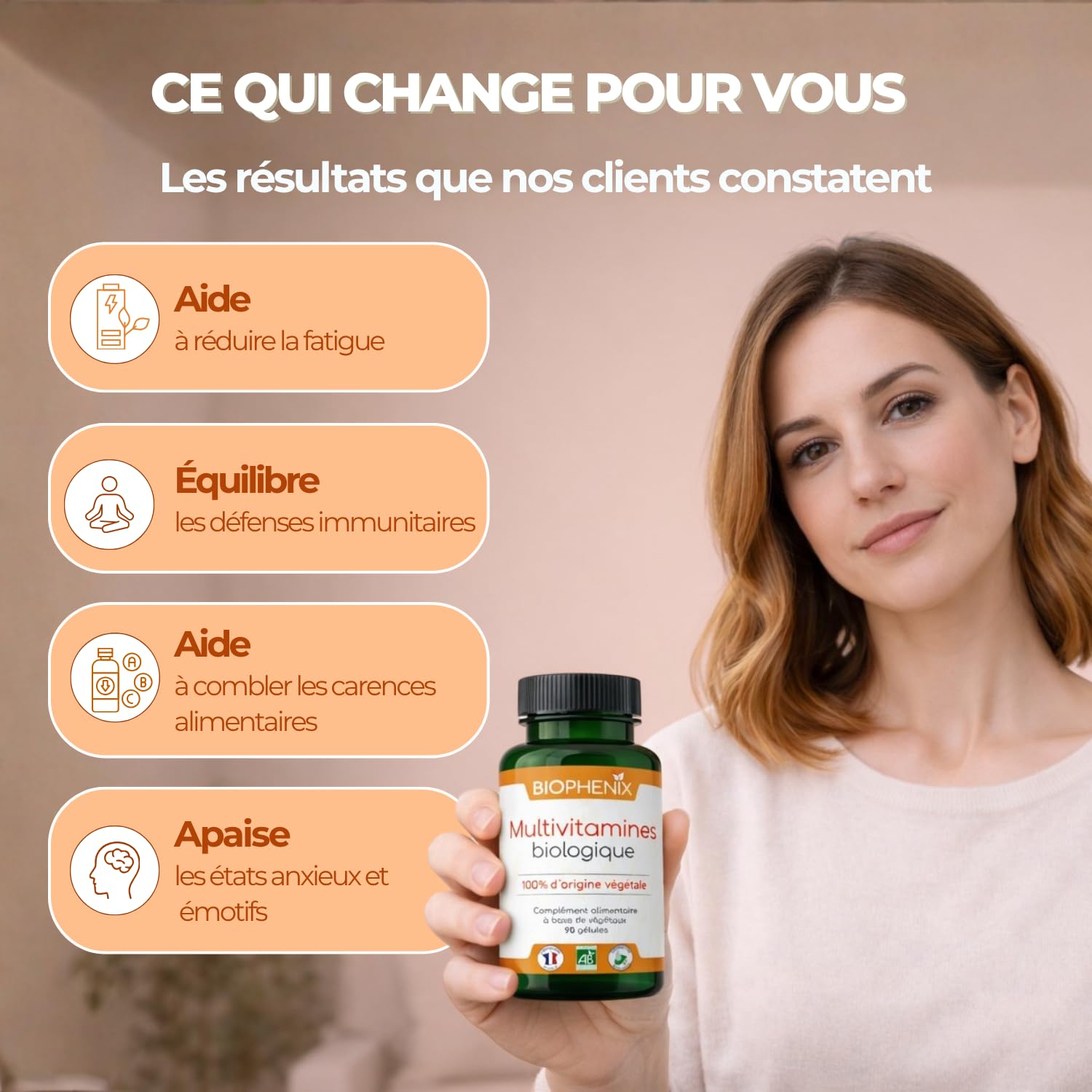 Biophénix - Multivitamines Bio 90 Gélules - Procédé Exclusif Extraction Intégrale® - 0% Excipient • 0% Additif • 0% Produit Chimique - Immunité, Énergie, Antioxydant - Fabriqué en France - Vegan